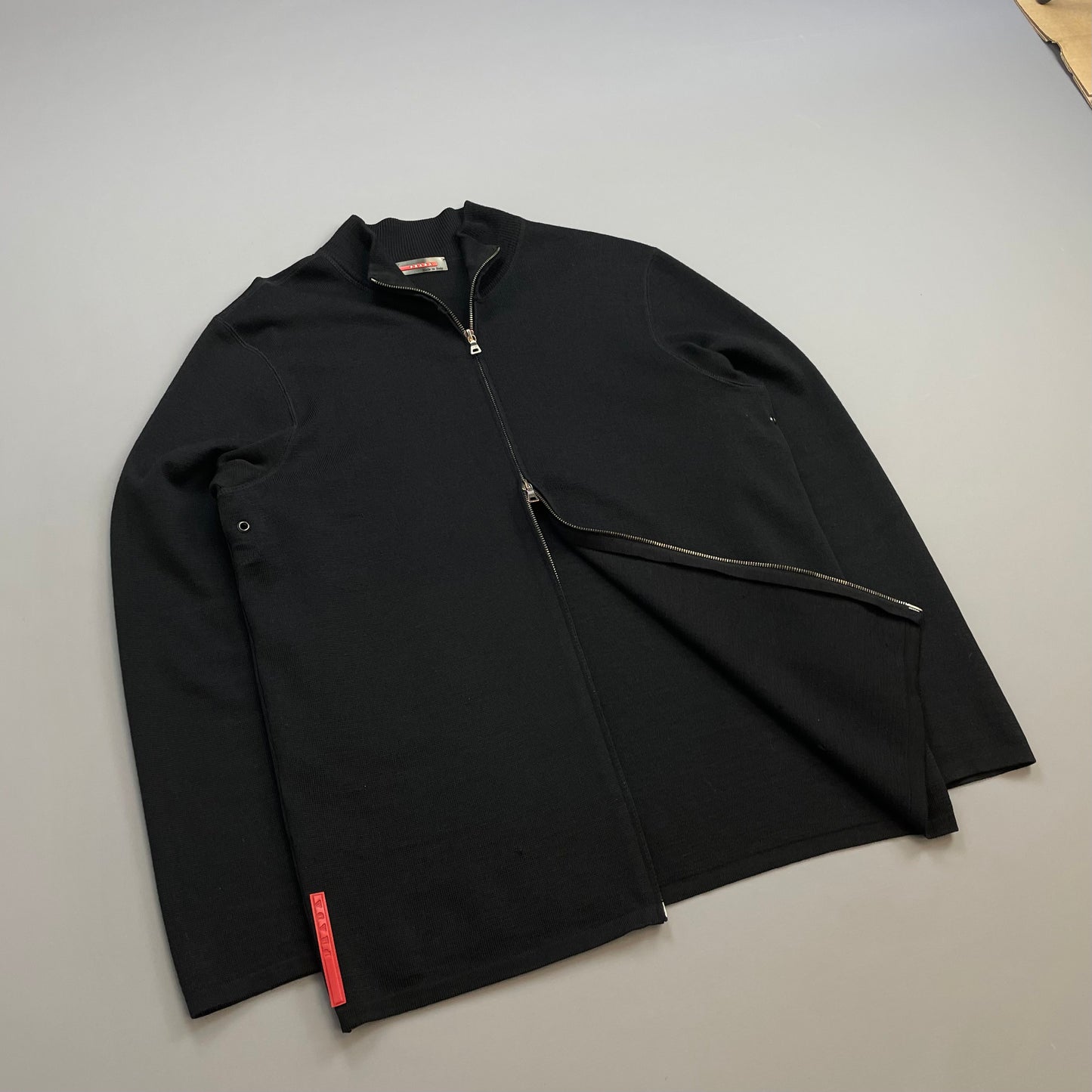 Prada Sport Black 00s Wool Knit Zip-Through Cardigan Jumper