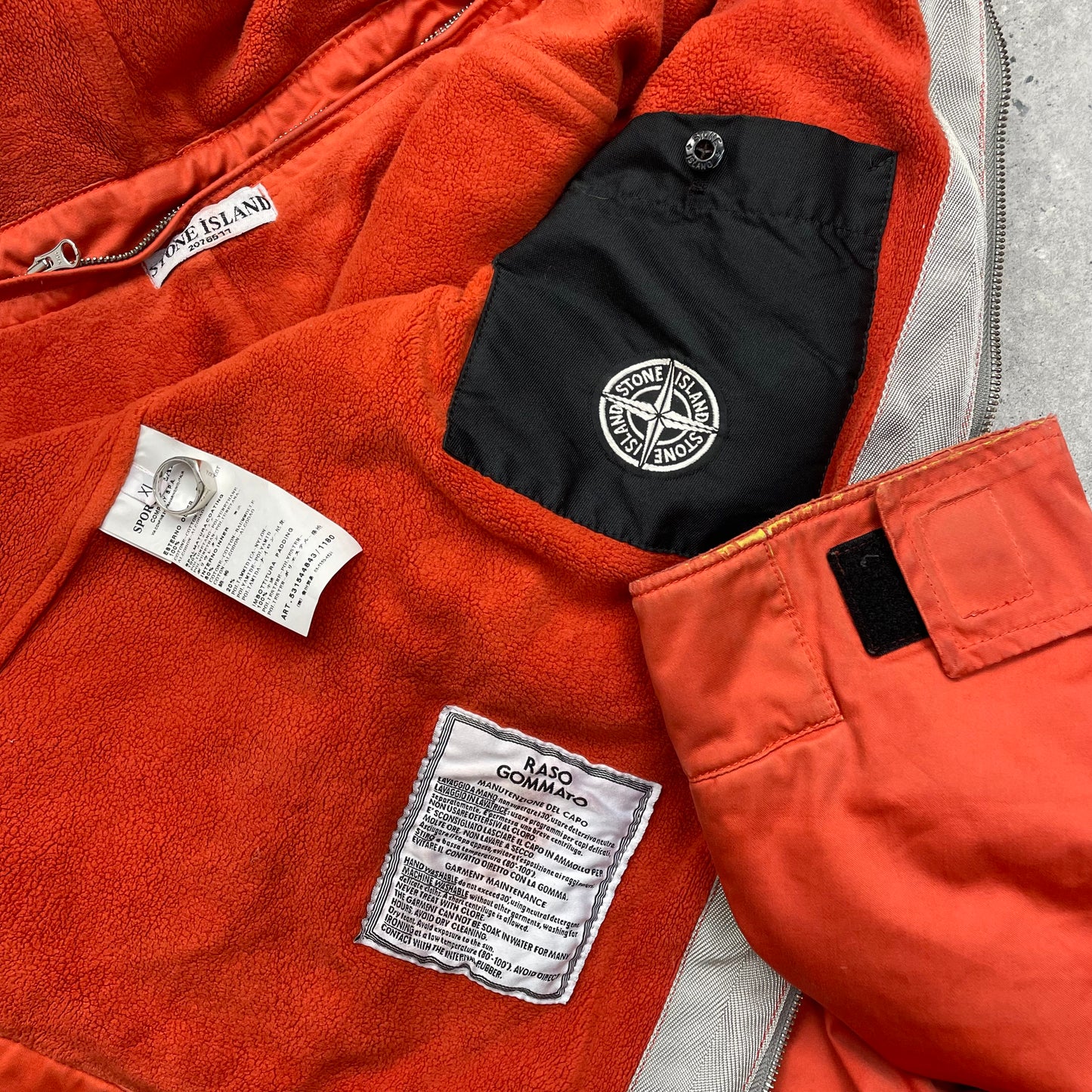 Stone Island Orange Raso Gommato Adjustable Hooded Jacket AW10