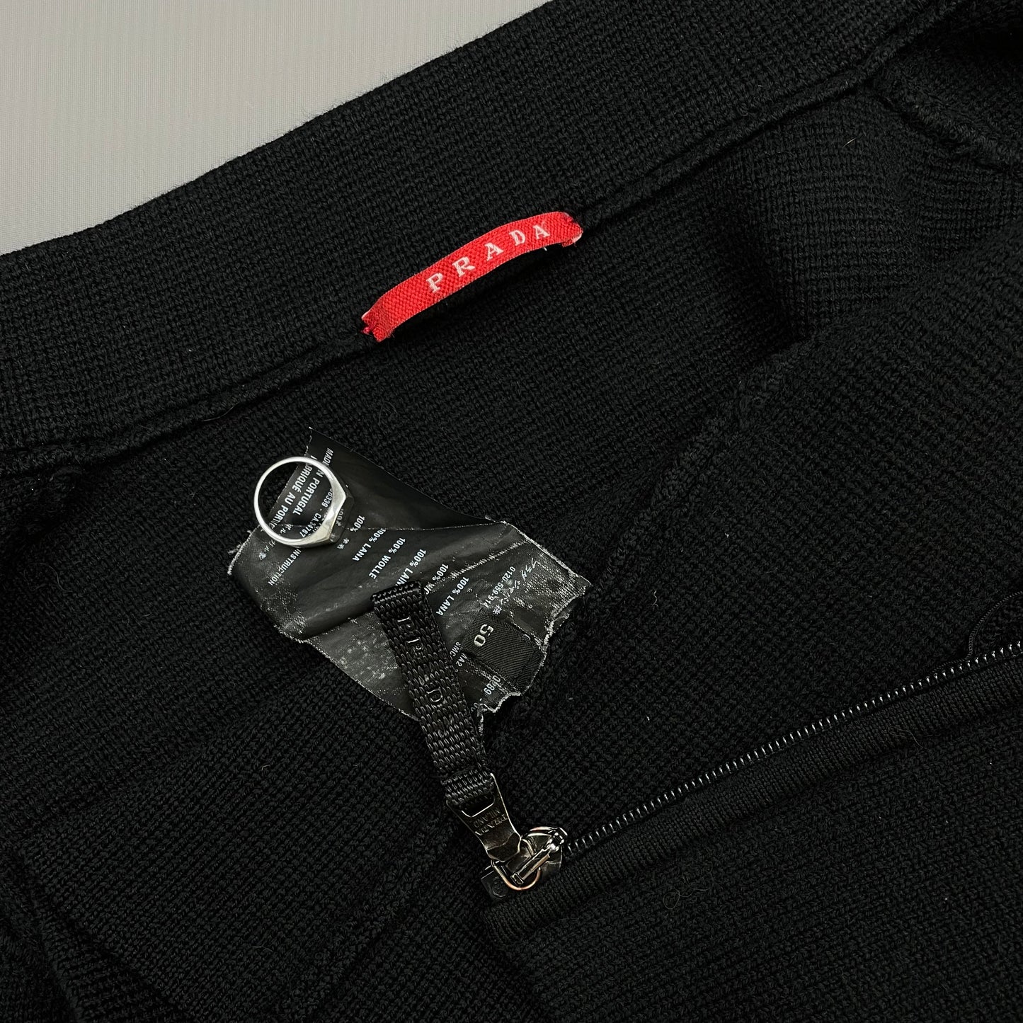 Prada Sport Black 2007 Wool Knit Zip-Through Cardigan Jacket