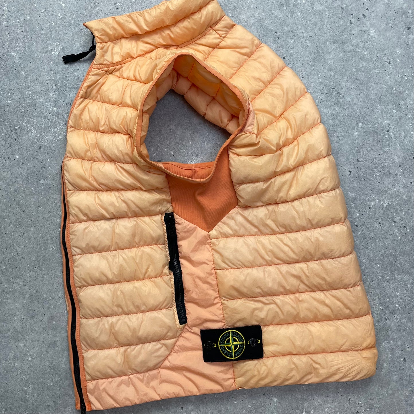 Stone Island Orange Garment Dyed Micro Yarn Down Puffer Gilet