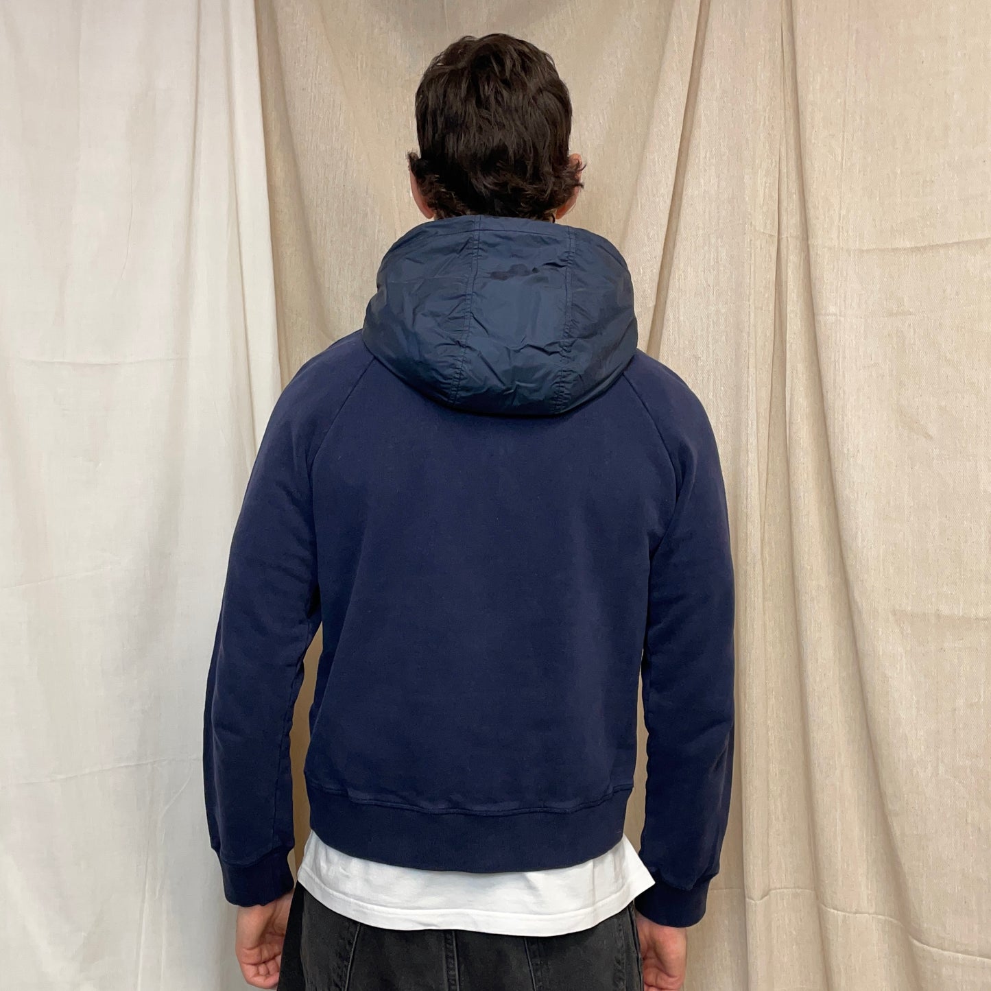 Prada Sport Navy 2012 Nylon Hood Zip-Through Hoodie