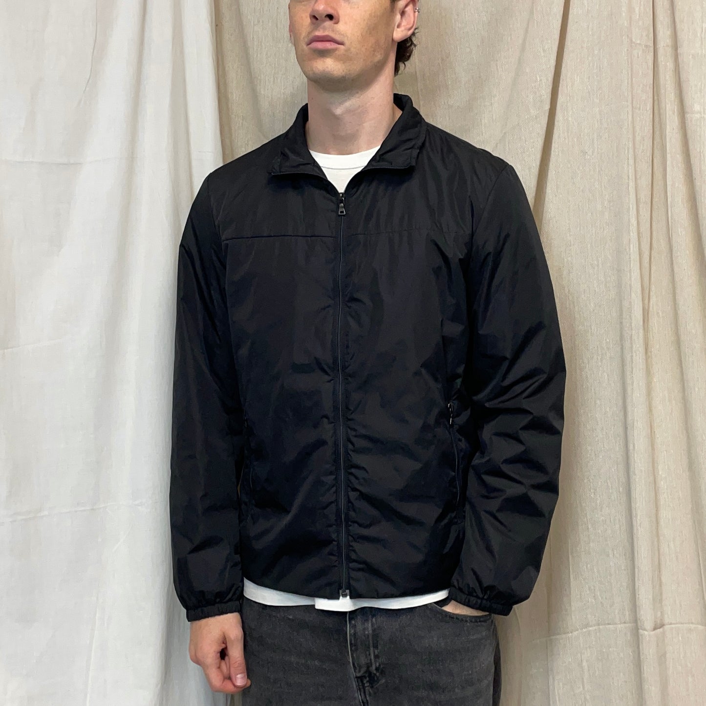 Prada Sport Black 2009 Nylon Padded Liner Bomber Jacket