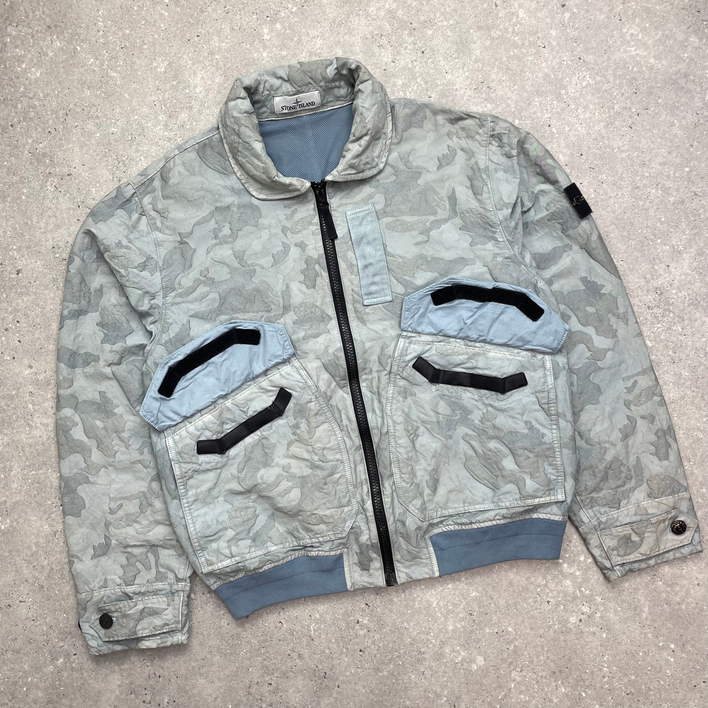 Stone Island Blue Big Loom Camo Bomber Jacket