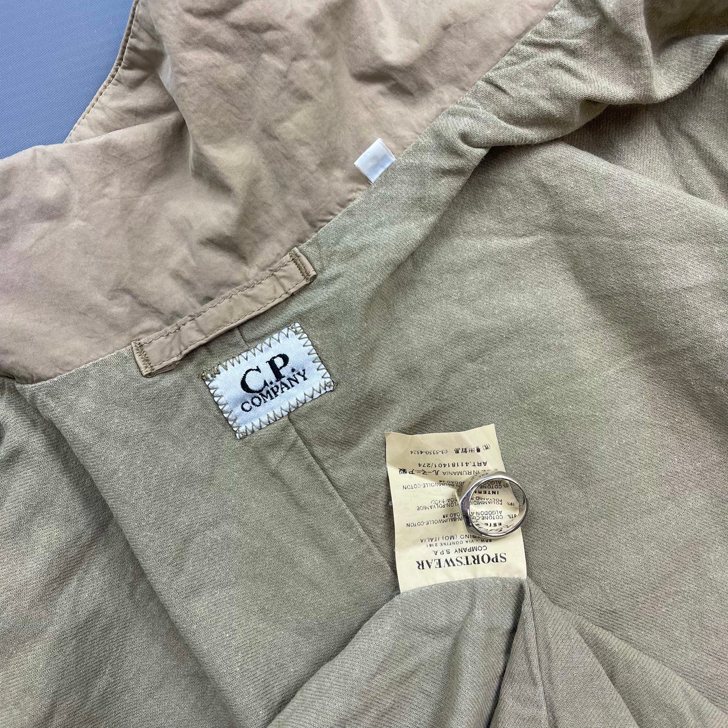 CP Company Beige AW04 Cotton & Nylon Lightweight Lined Harrington Jacket