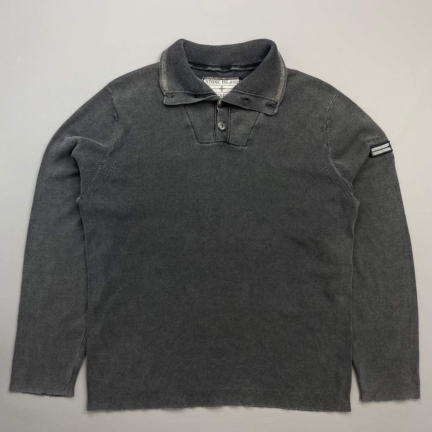 Stone Island Denims Grey AW08 Cotton Button-Up Collared Lightweight Jumper