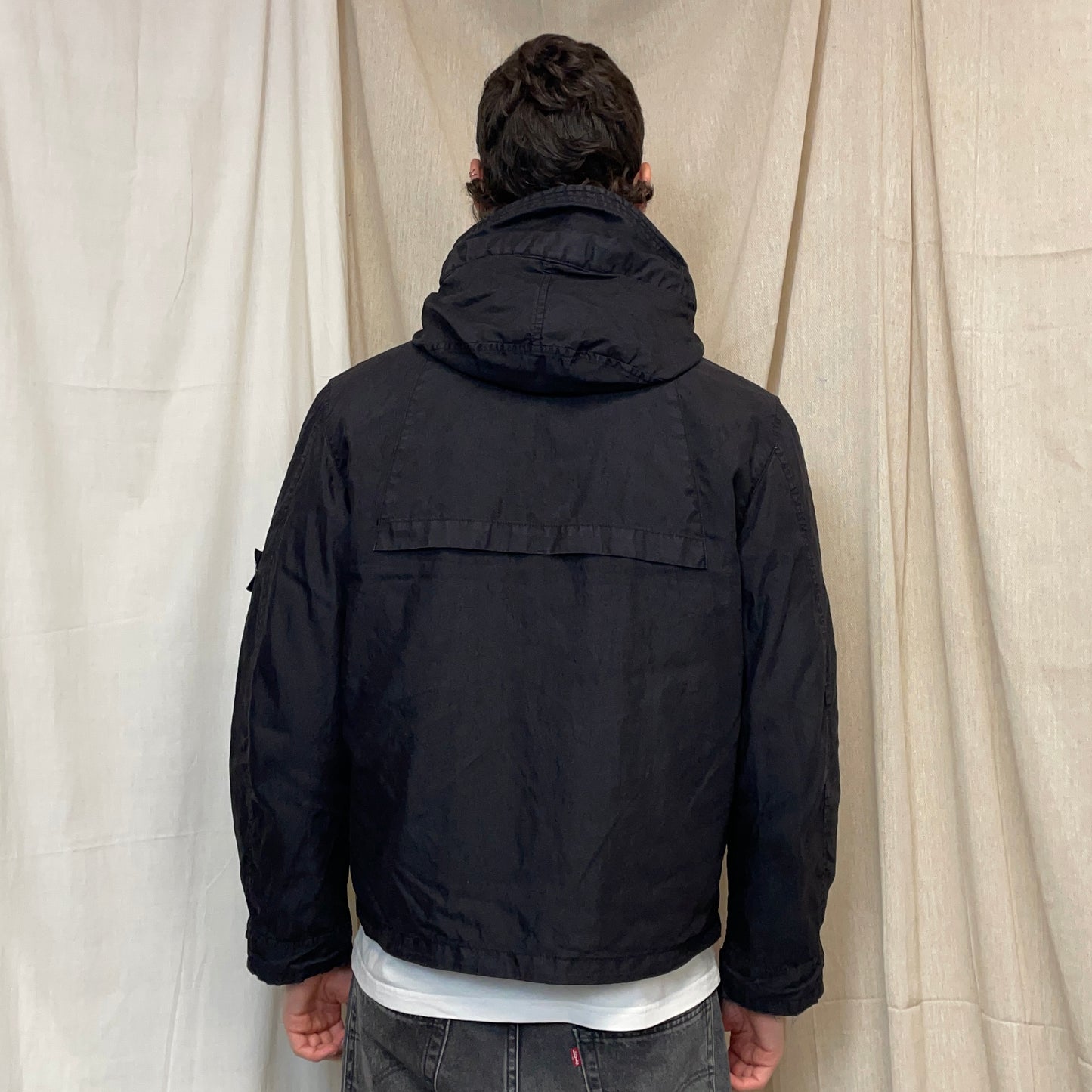 Stone Island Black AW05 Asymmetrical Zip Dutch Rope Lined Hooded Jacket