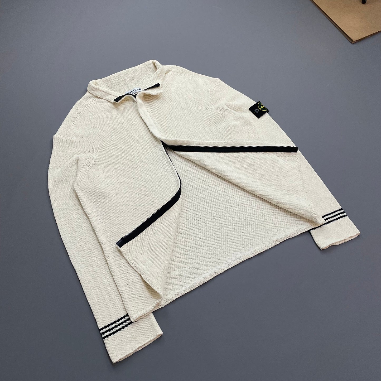 Stone Island Cream SS04 Knit Zip-Through Jumper