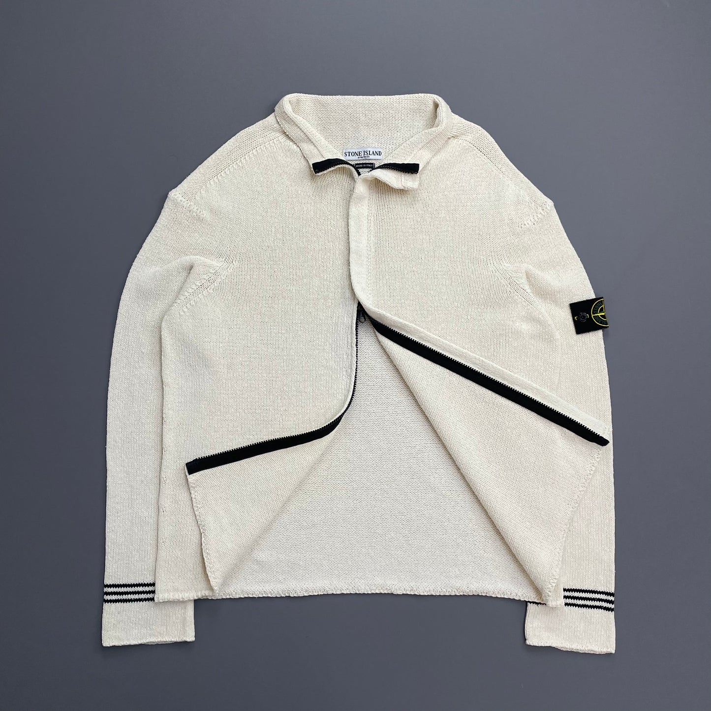 Stone Island Cream SS04 Knit Zip-Through Jumper