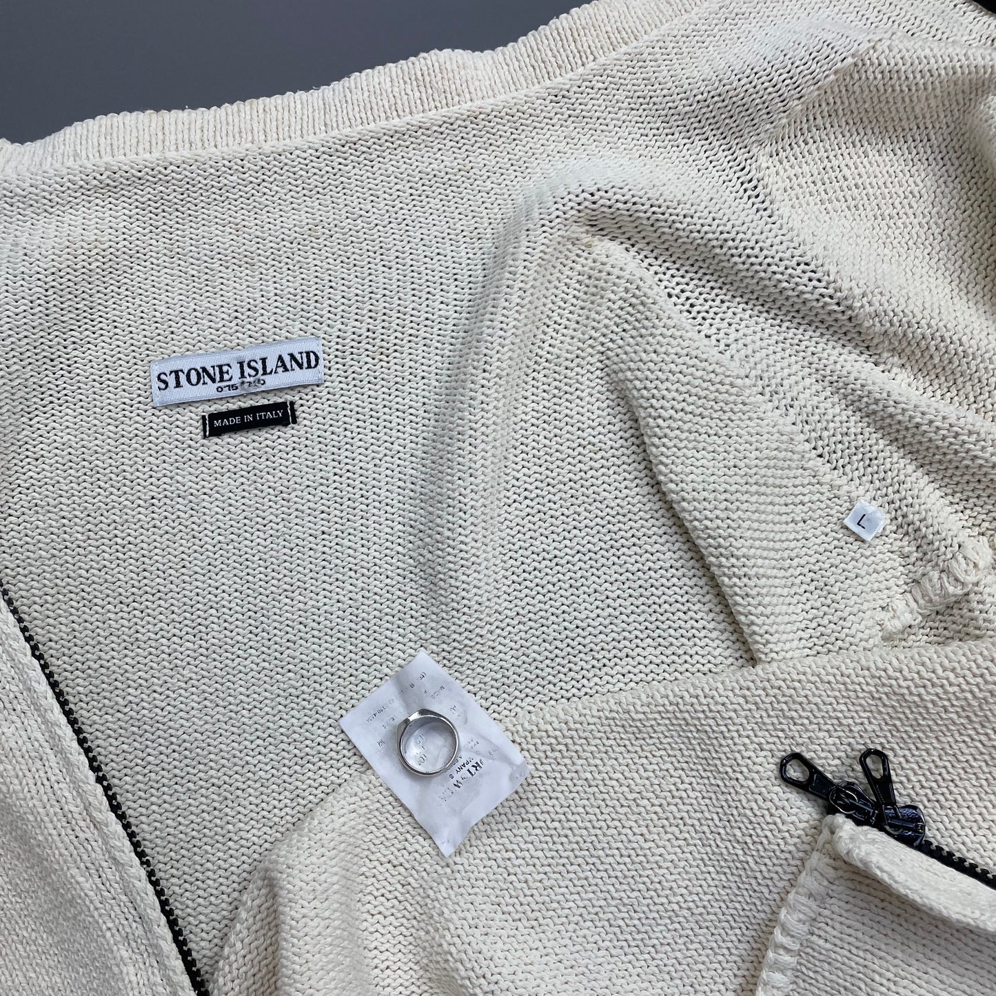 Stone Island Cream SS04 Knit Zip-Through Jumper