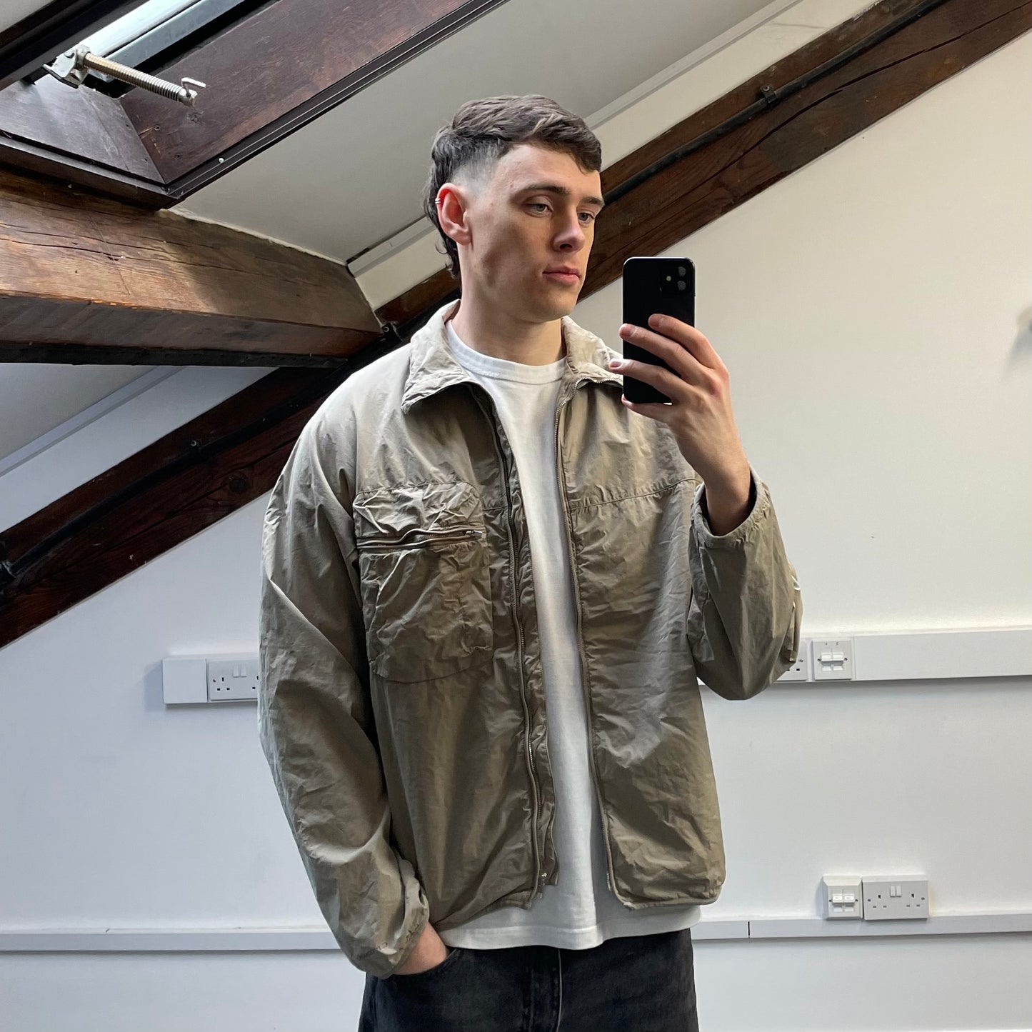 CP Company Beige AW04 Cotton & Nylon Lightweight Lined Harrington Jacket