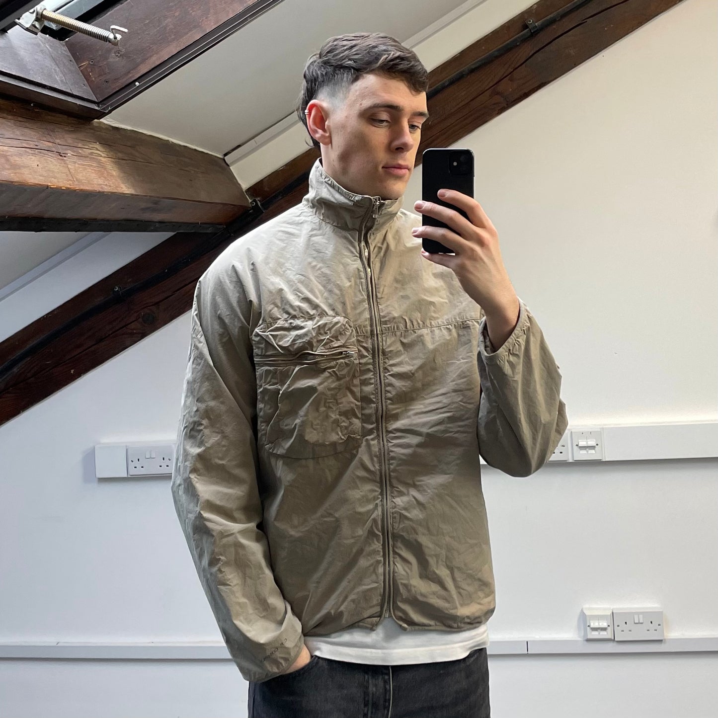 CP Company Beige AW04 Cotton & Nylon Lightweight Lined Harrington Jacket