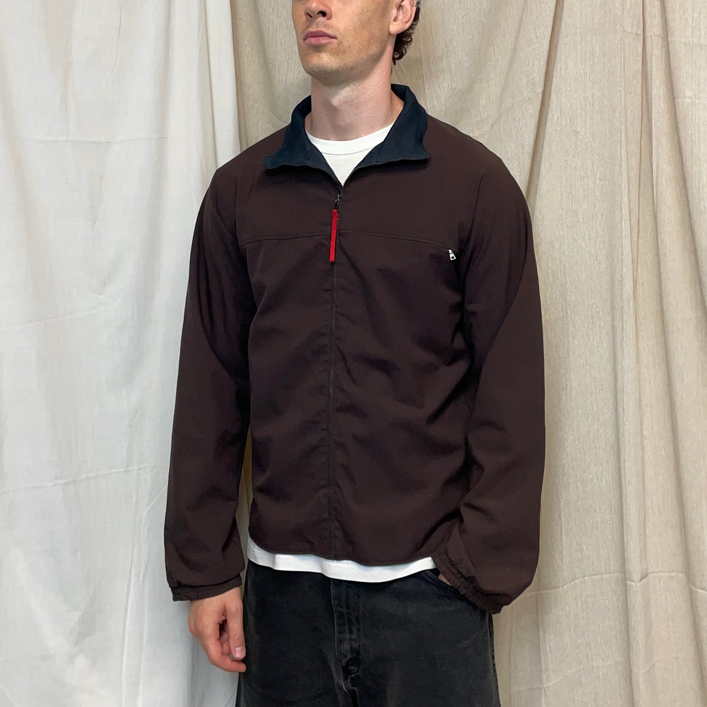 Prada Sport Burgundy 00s Nylon Lightweight Technical Zip-Through Jacket