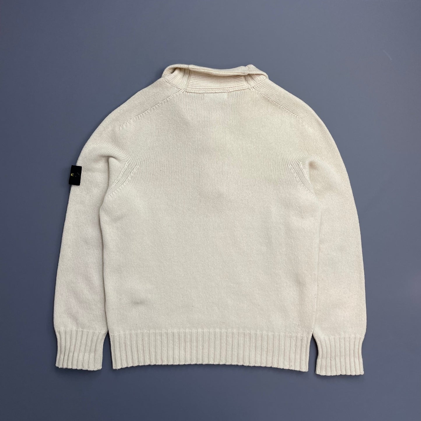 Stone Island Cream AW08 Button Collar Wool Knit Jumper