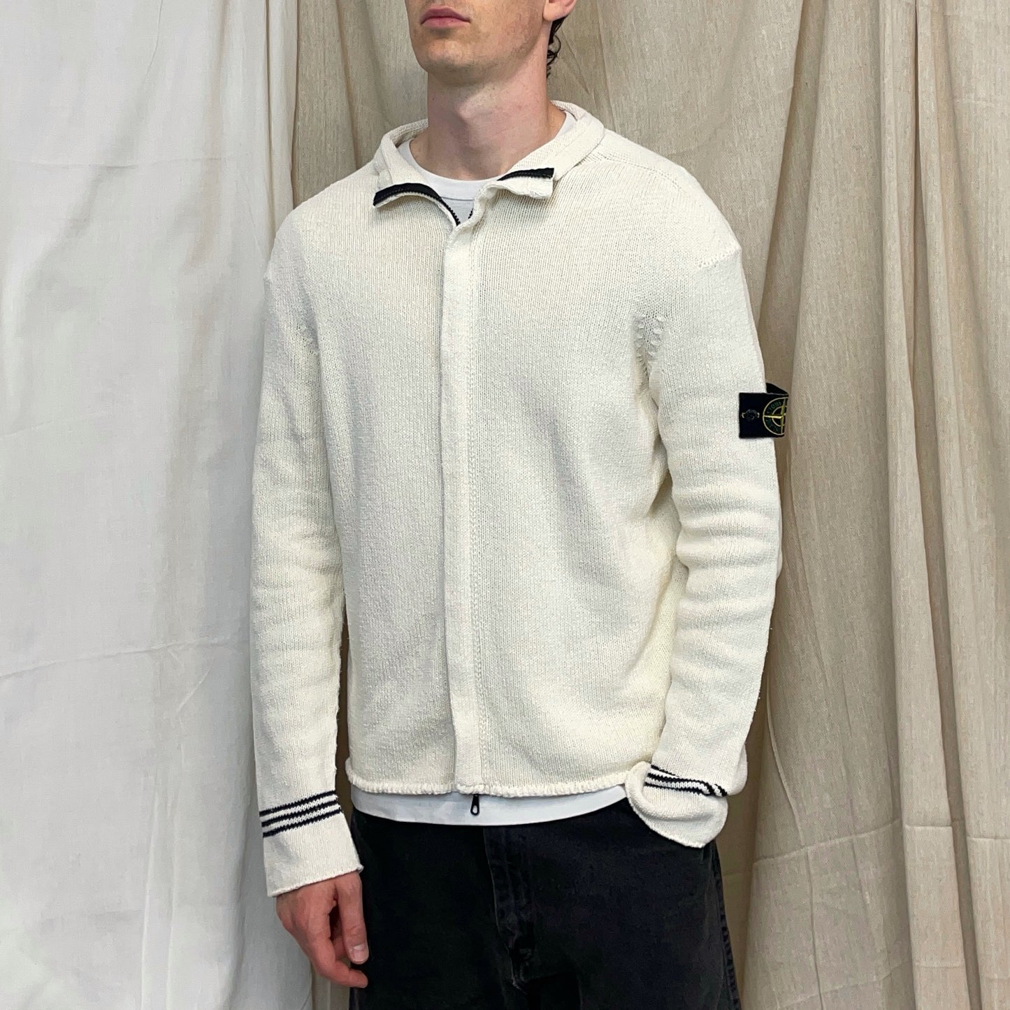 Stone Island Cream SS04 Knit Zip-Through Jumper