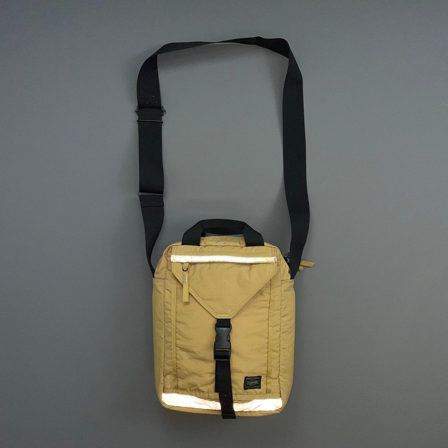 Porter Yoshida & Co. Yellow Nylon Canvas 3M Reflective Crossbody Satchel Day Bag