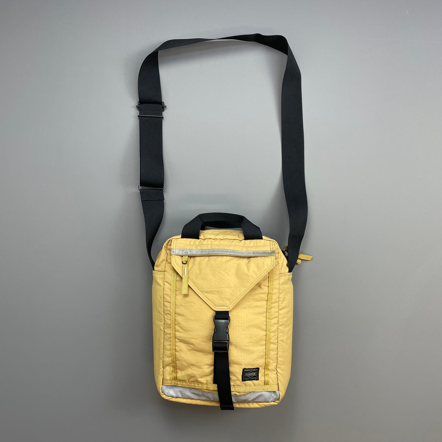 Porter Yoshida & Co. Yellow Nylon Canvas 3M Reflective Crossbody Satchel Day Bag