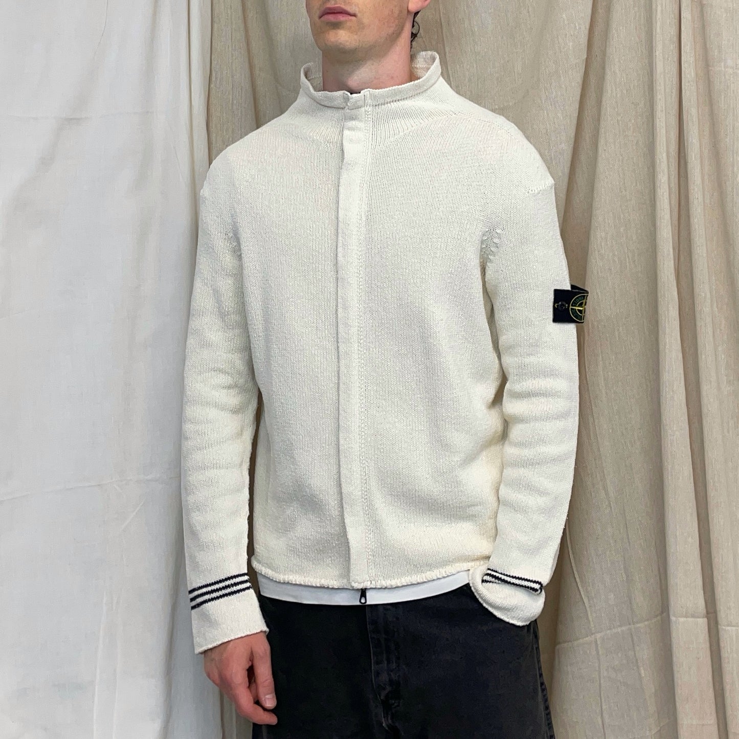 Stone Island Cream SS04 Knit Zip-Through Jumper