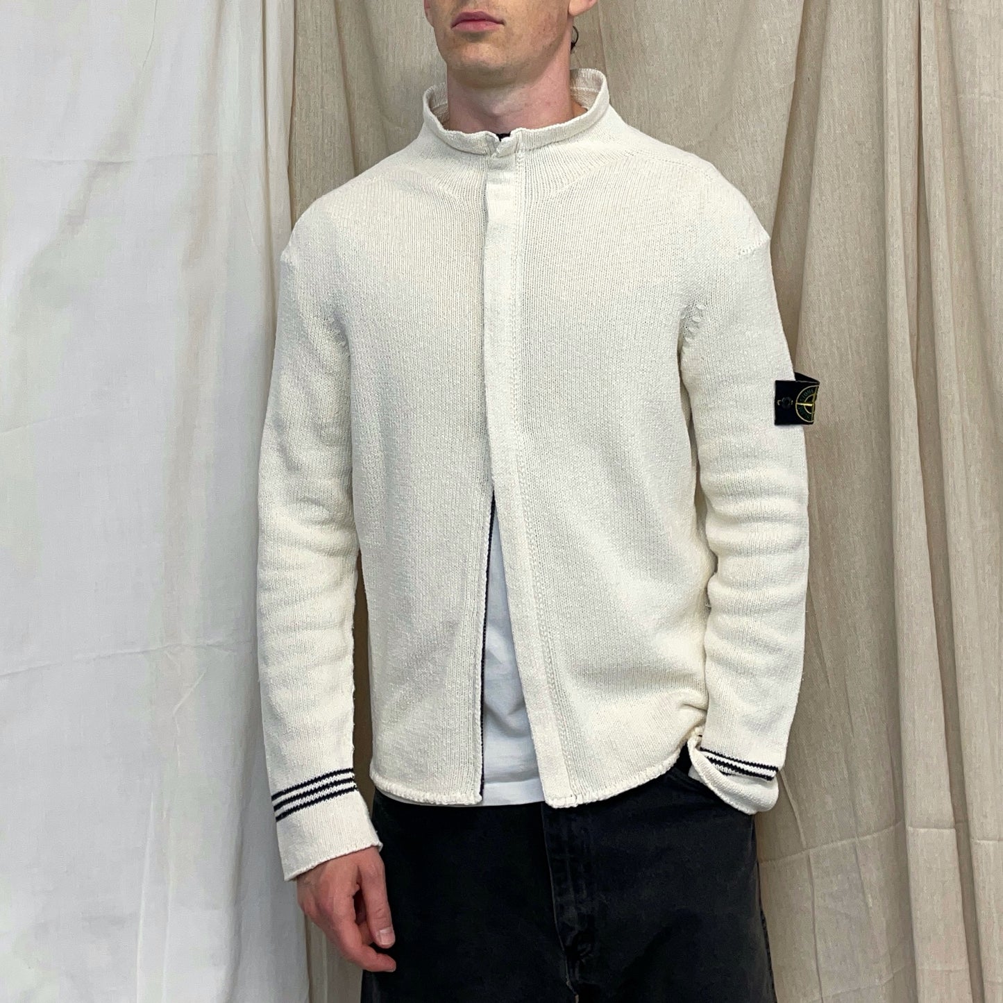 Stone Island Cream SS04 Knit Zip-Through Jumper