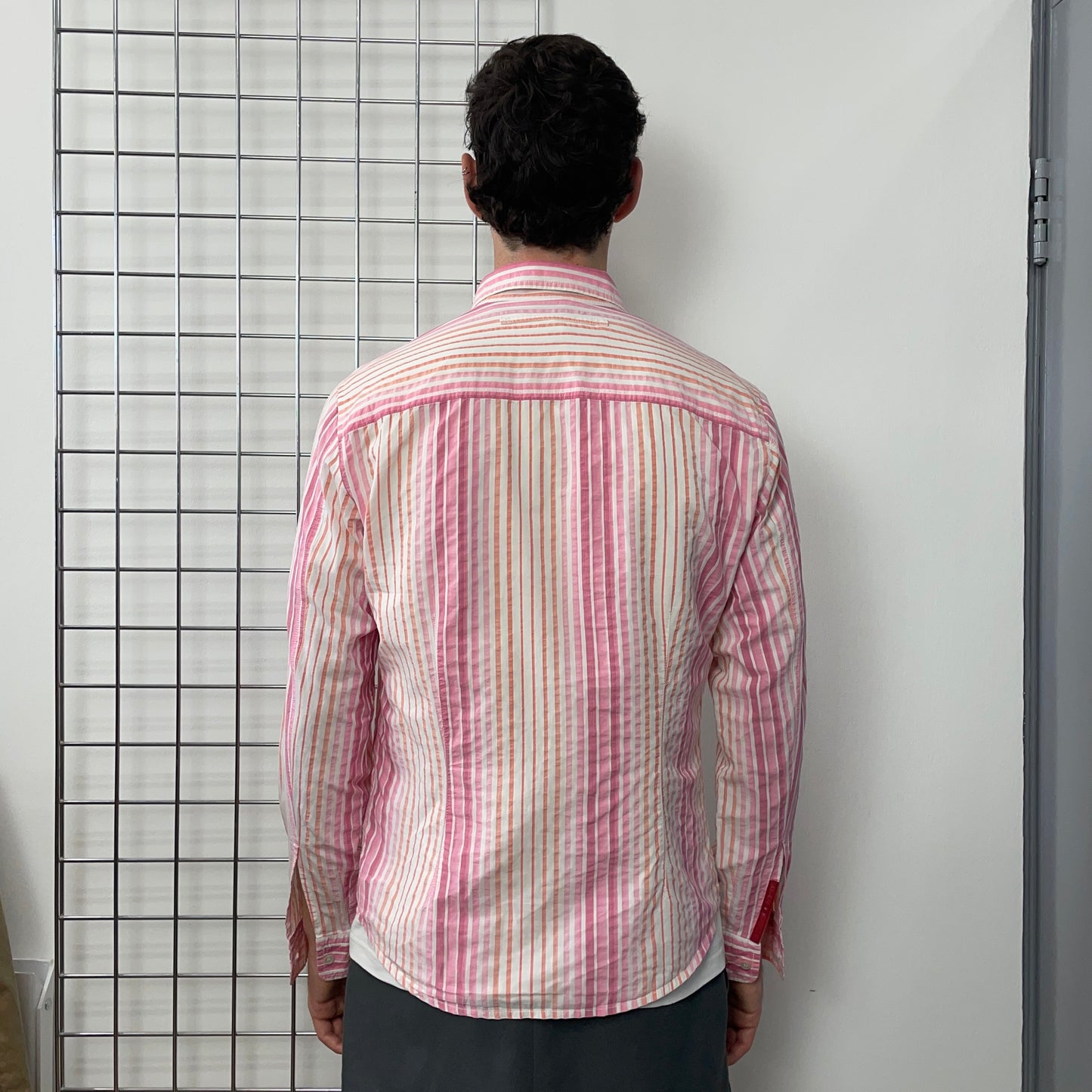Prada Pink White & Orange 00s Striped Shirt