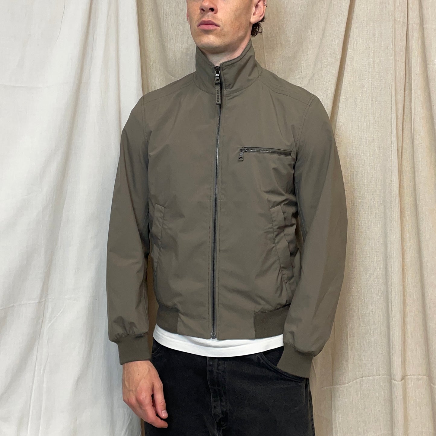 Prada Sport Grey/Brown 2006 Goretex Nylon-Trimmed Harrington Jacket