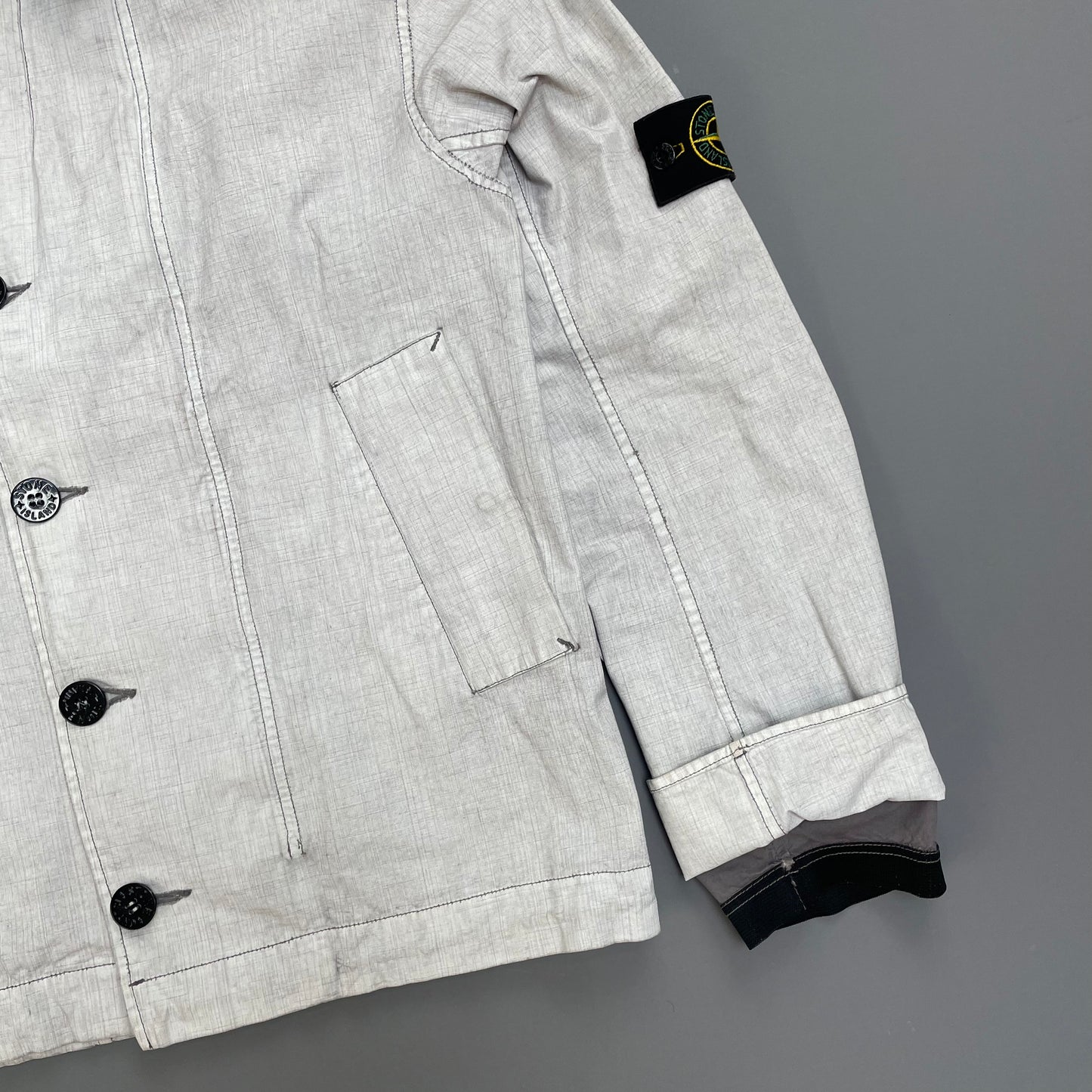 Stone Island White Cotton Spalmatura Hooded Jacket SS07