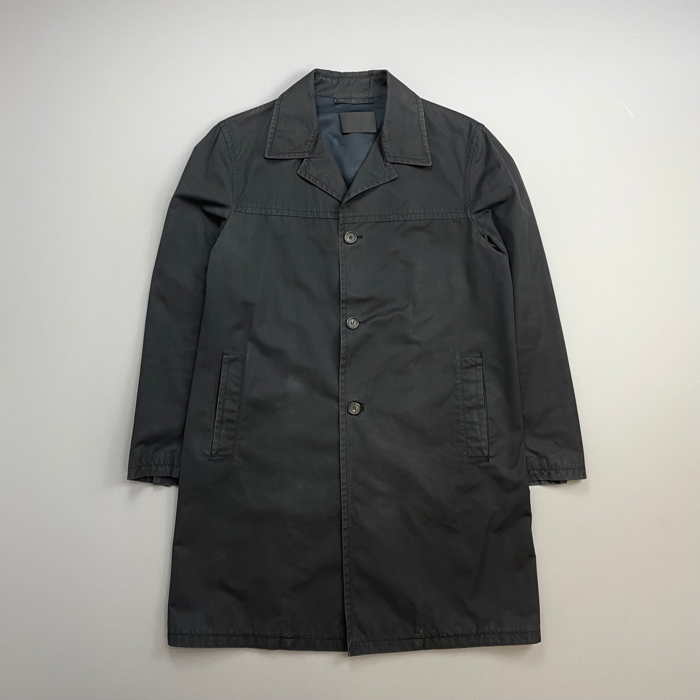 Prada Mainline Black 00s Longline Trench Coat