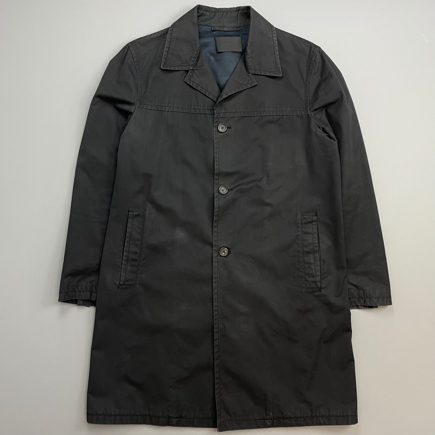 Prada Mainline Black 00s Longline Trench Coat