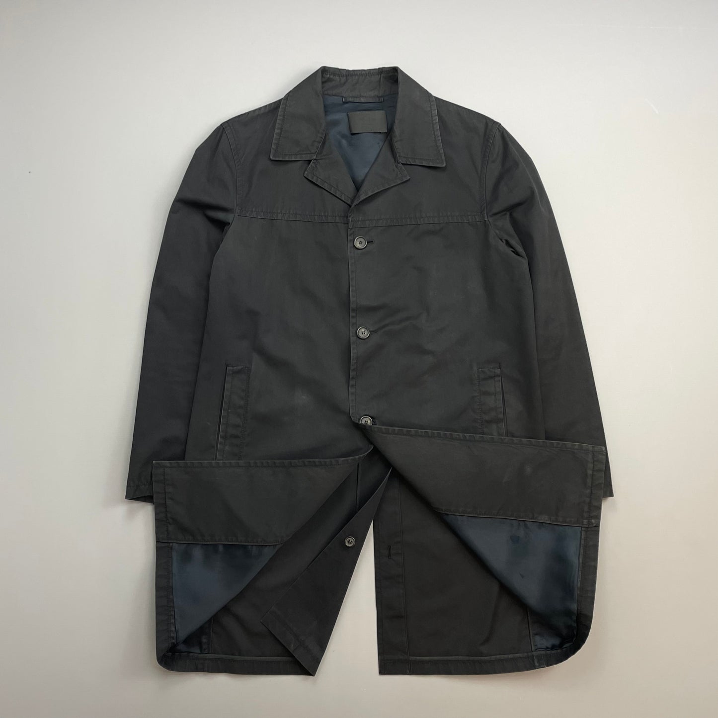 Prada Mainline Black 00s Longline Trench Coat