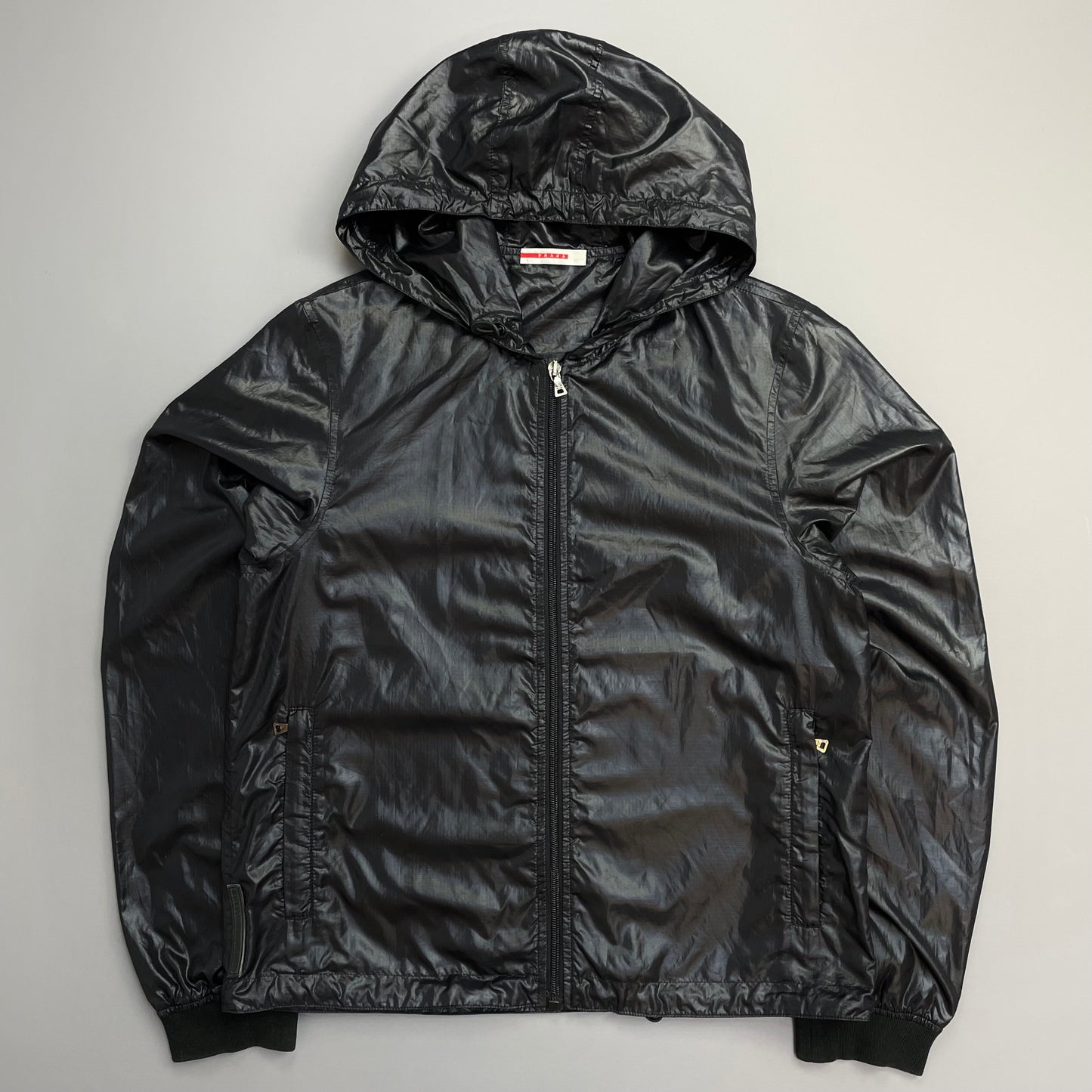 Prada Sport Black/Deep Purple 00s Lightweight Nylon Hooded Windbreaker Jacket