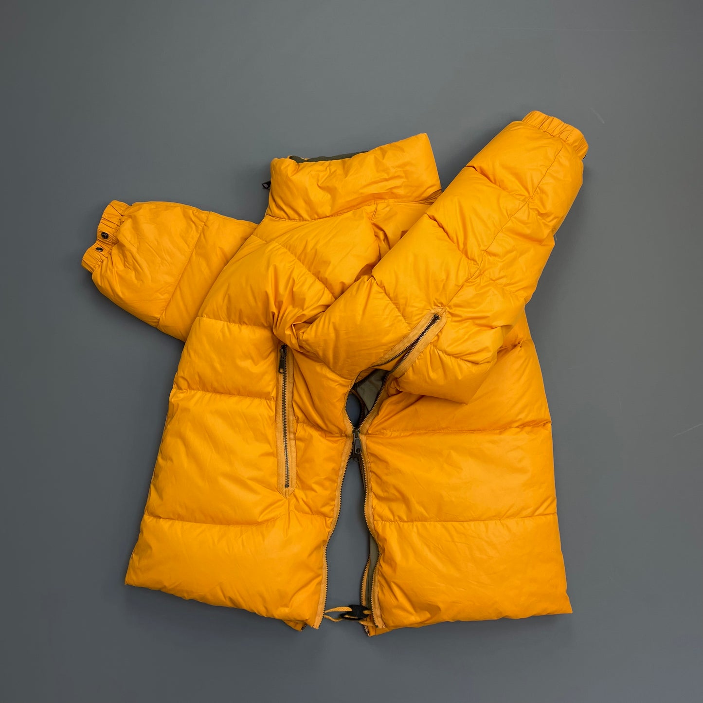Stone Island Denims Orange AW07 Goose Down Nylon Asymmetrical Zip Detailed Puffer Jacket