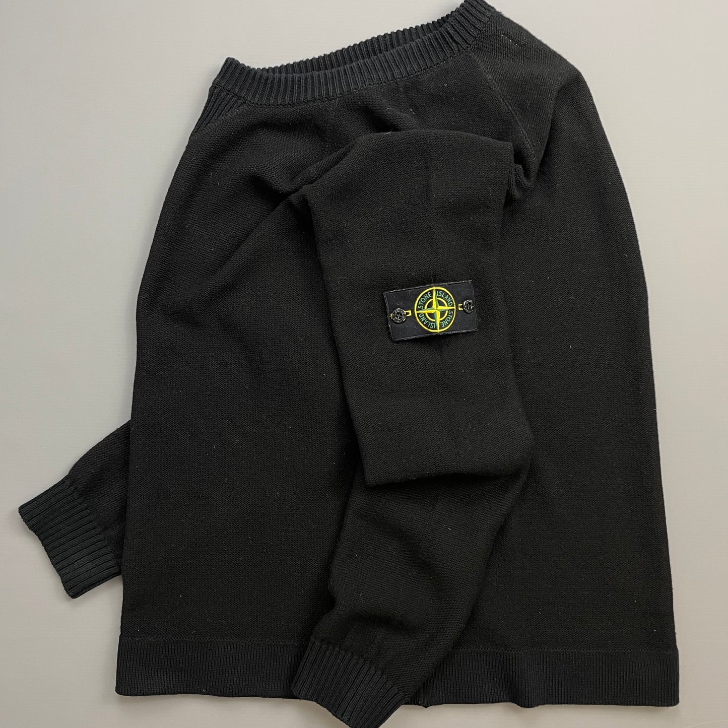 Stone Island Black AW17 Two-Tone Midweight Wool Knit Crewneck Jumper
