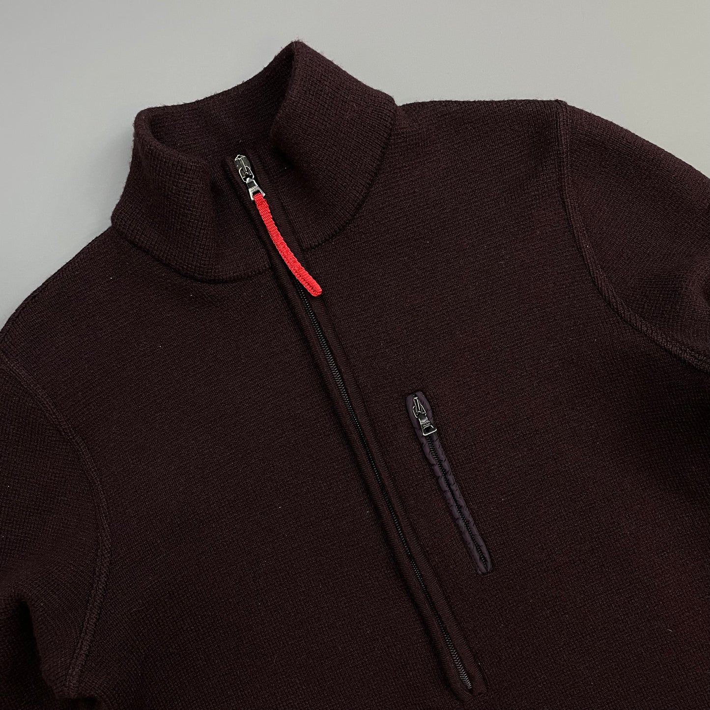 Prada Sport Burgundy 00s Wool Half-Zip Jumper