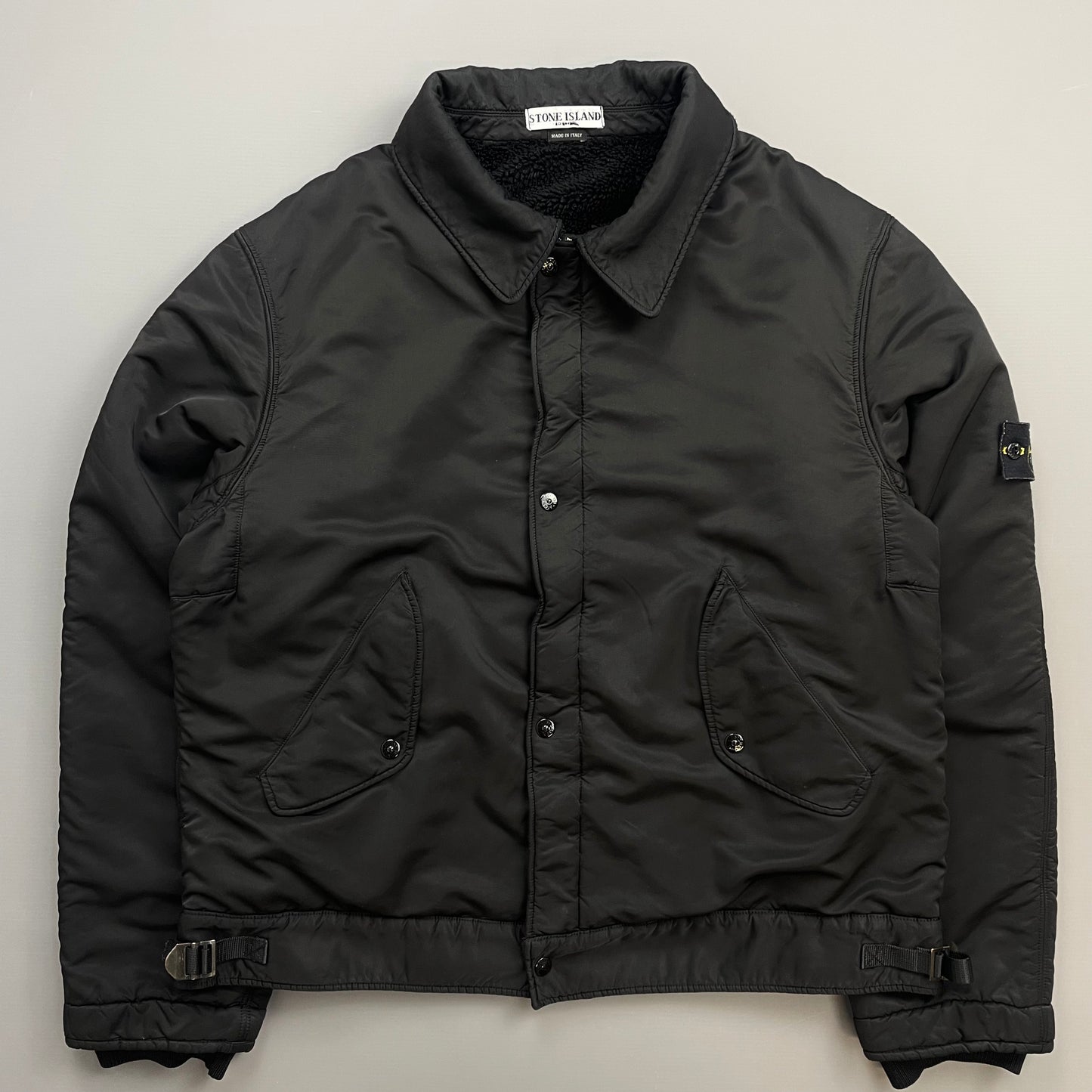 Stone Island Black AW08 Fleece-Lined Harrington Buckle Bomber Jacket