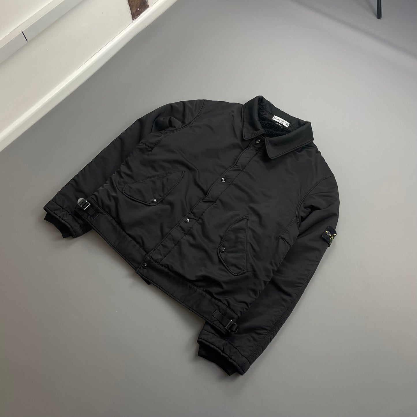 Stone Island Black AW08 Fleece-Lined Harrington Buckle Bomber Jacket