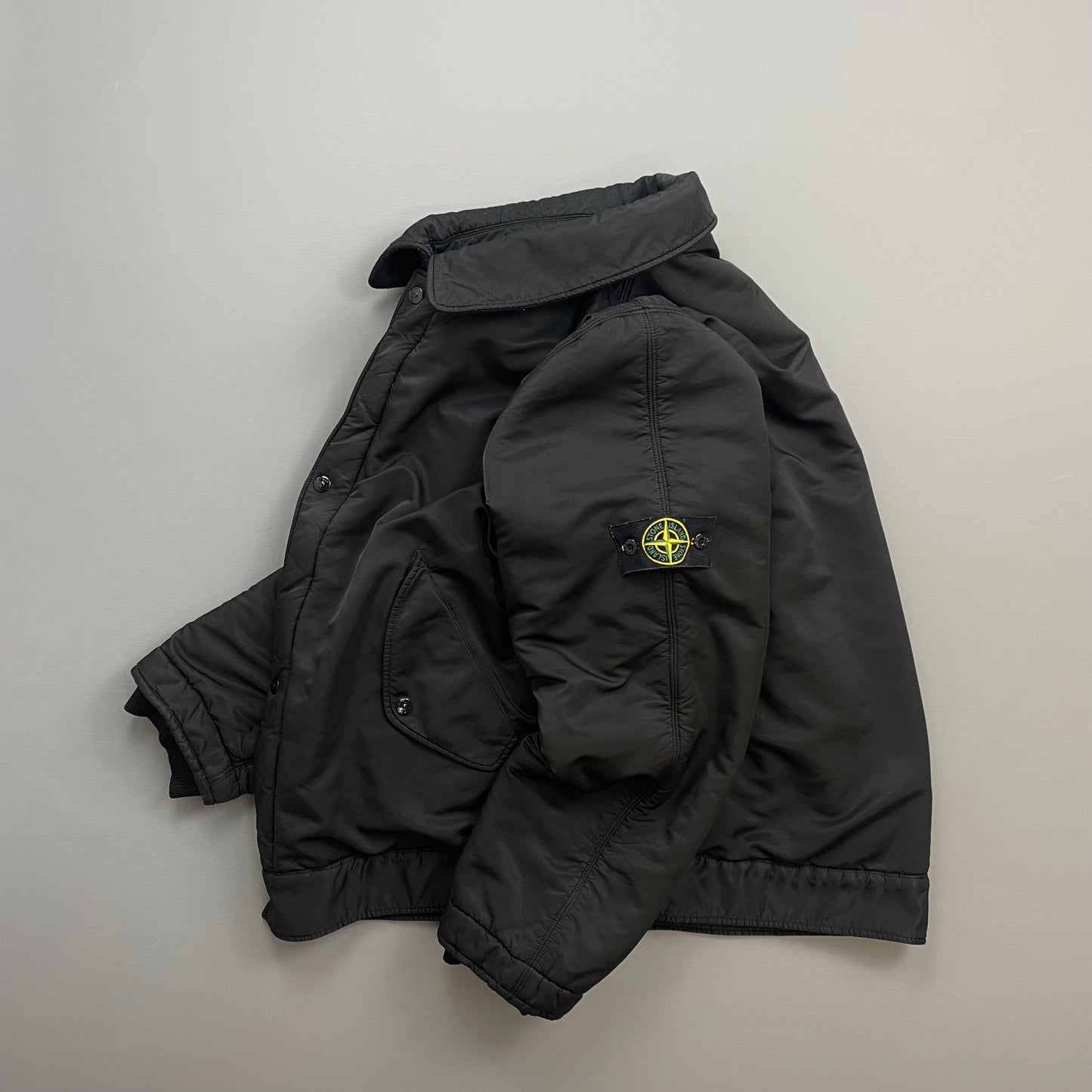 Stone Island Black AW08 Fleece-Lined Harrington Buckle Bomber Jacket