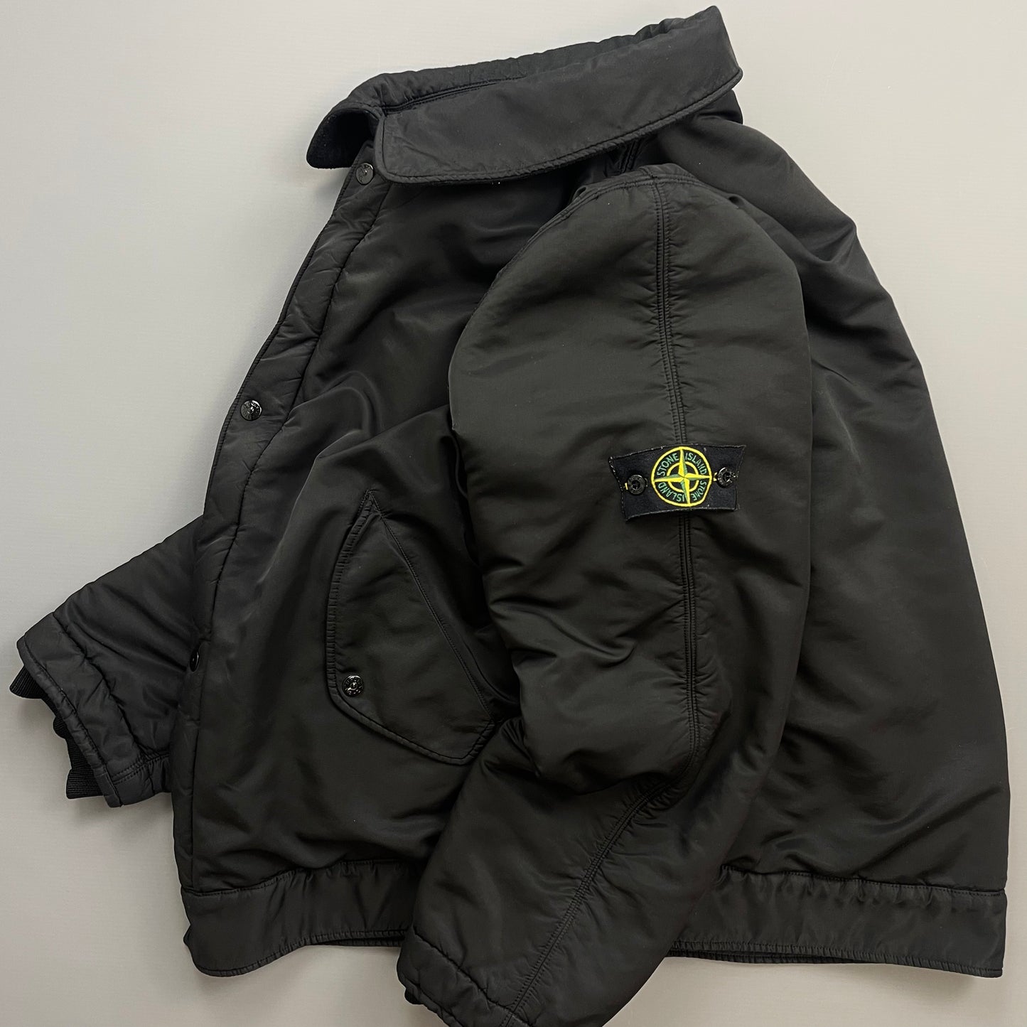 Stone Island Black AW08 Fleece-Lined Harrington Buckle Bomber Jacket
