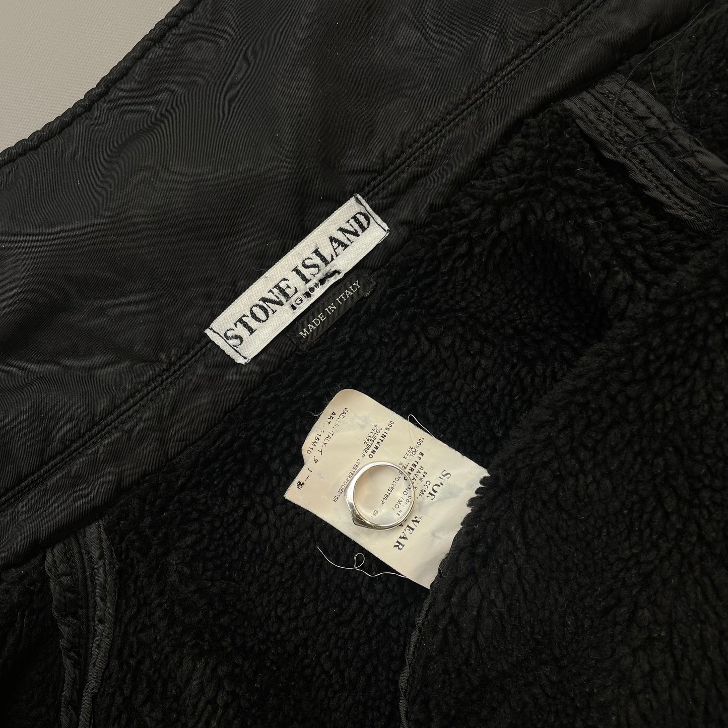 Stone Island Black AW08 Fleece-Lined Harrington Buckle Bomber Jacket