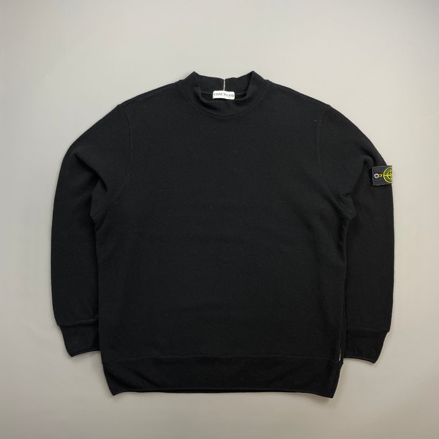 Stone Island Black AW02 Wool-Blend White-Stitch Jumper