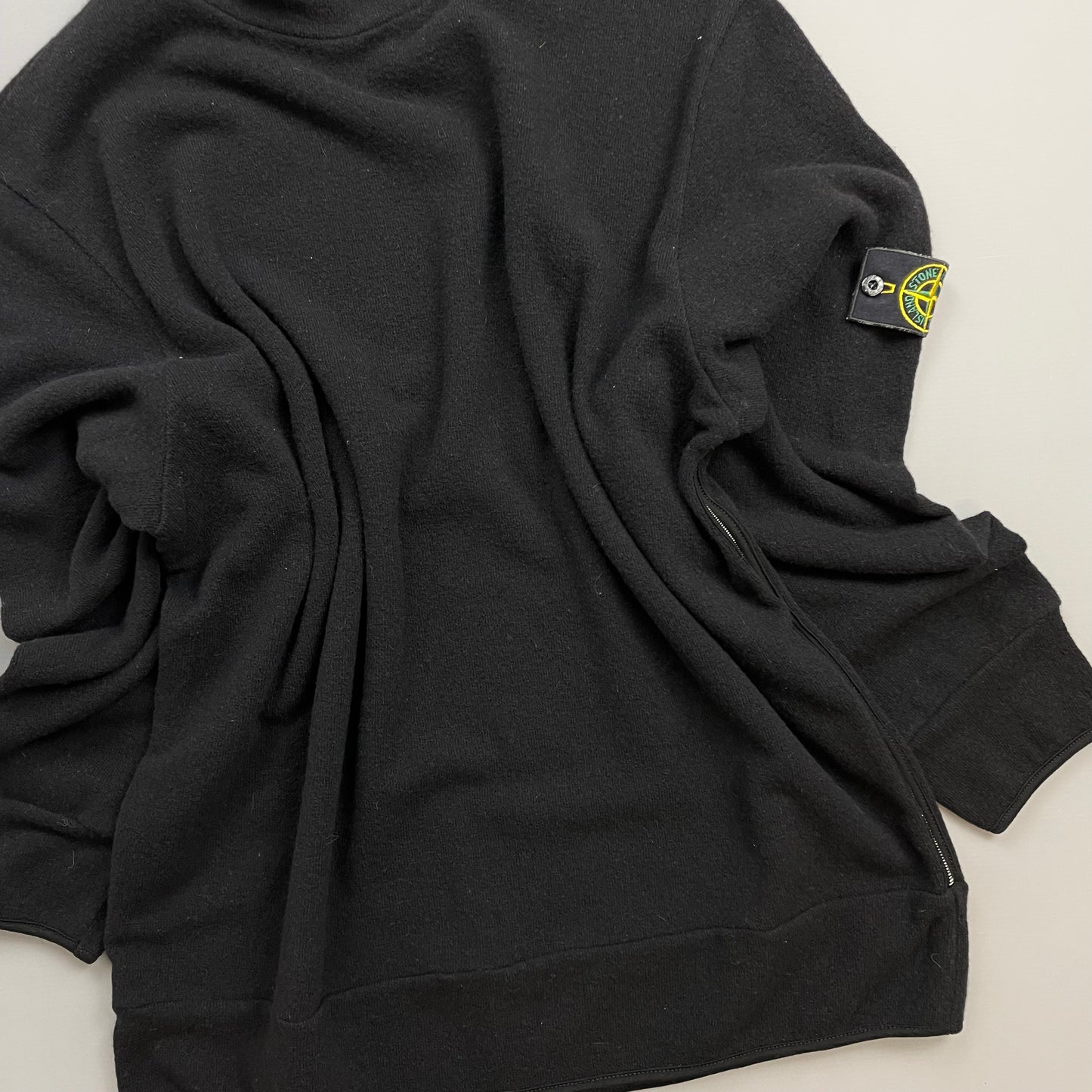 Stone Island Black AW02 Wool-Blend White-Stitch Jumper