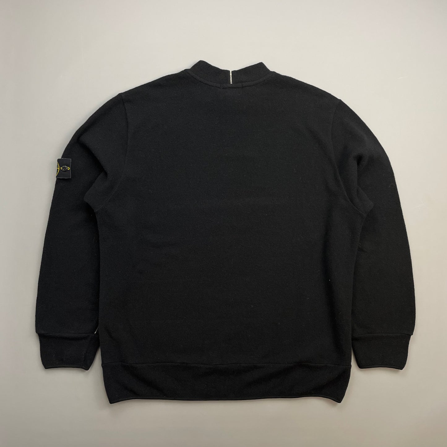 Stone Island Black AW02 Wool-Blend White-Stitch Jumper