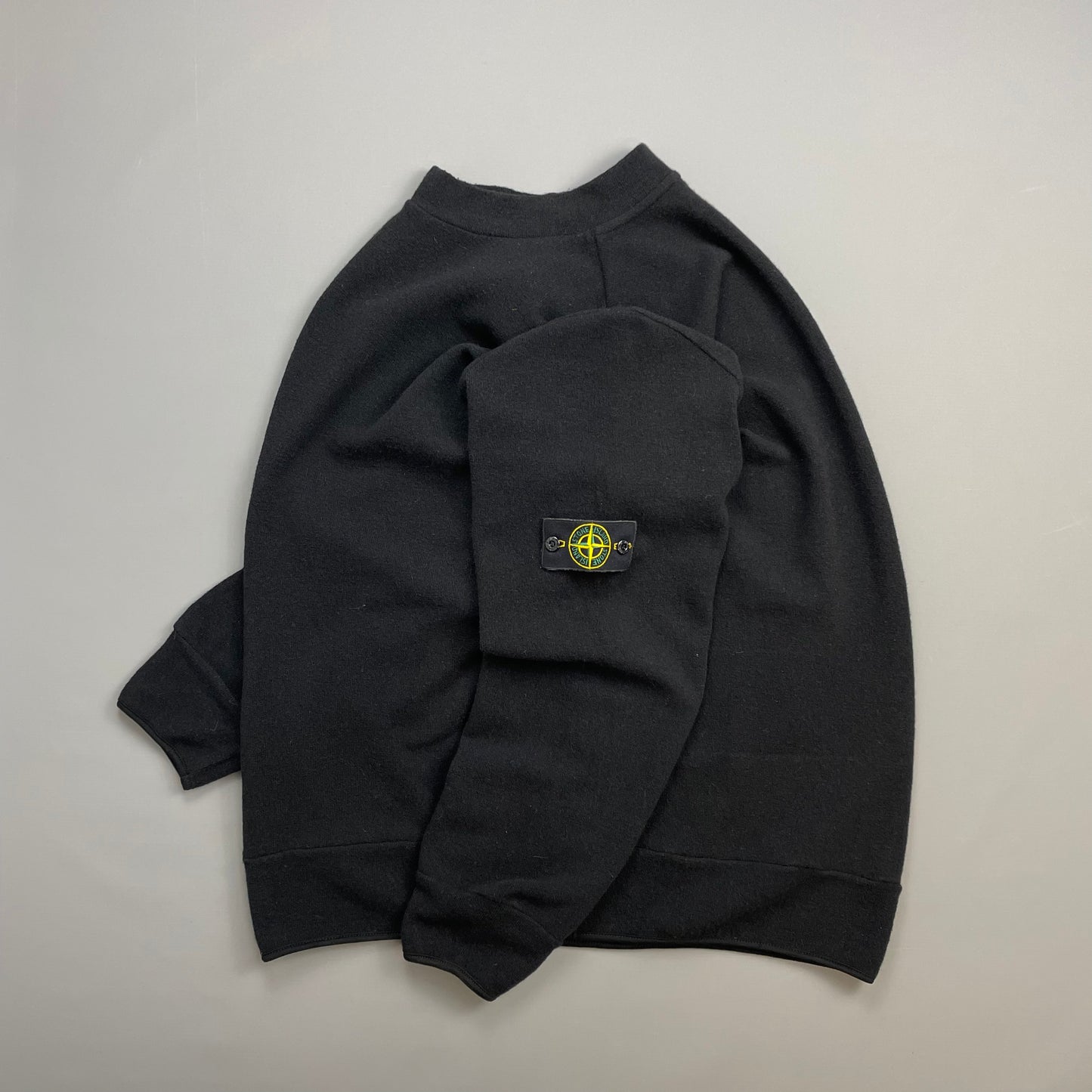 Stone Island Black AW02 Wool-Blend White-Stitch Jumper