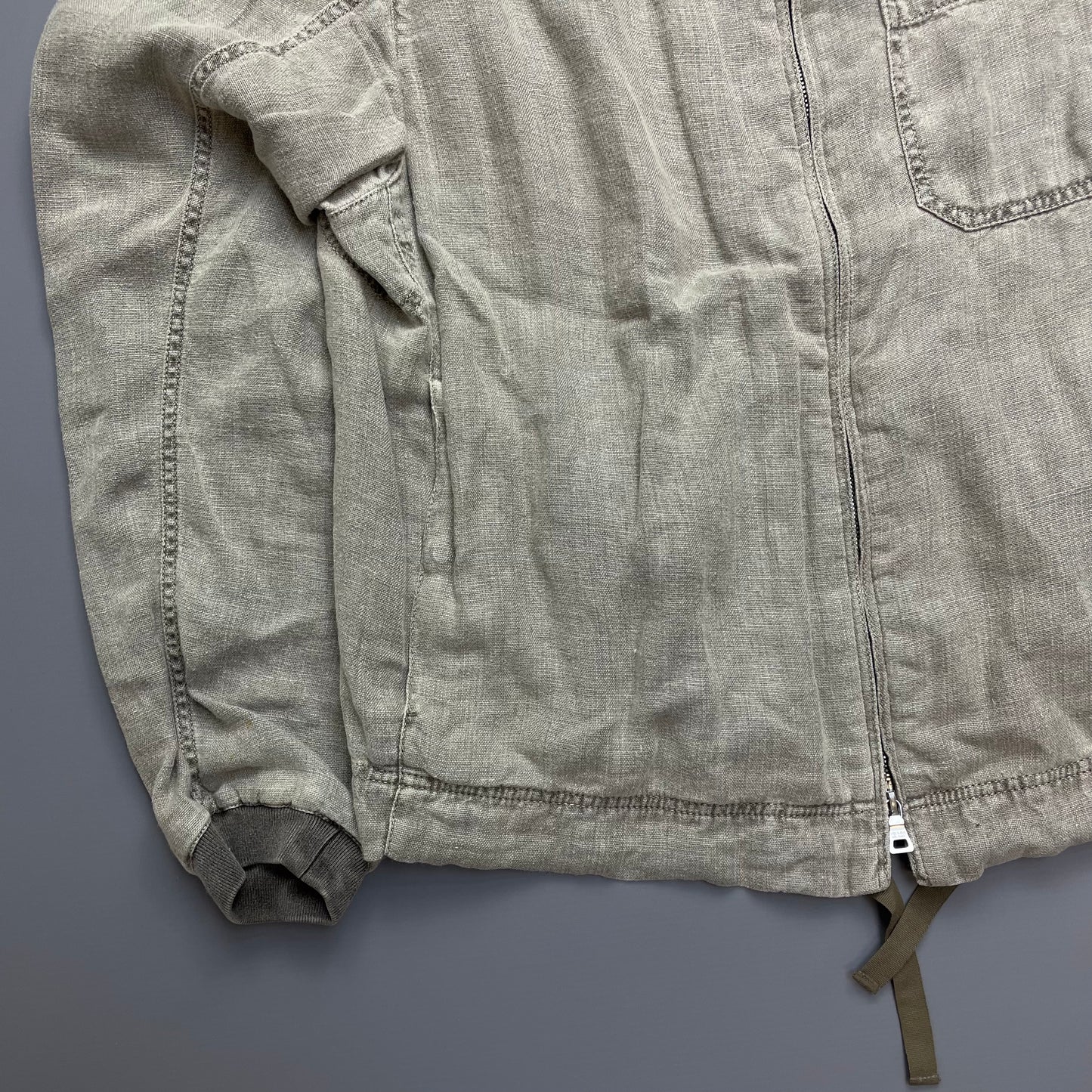 Prada Grey Linen Zip-Through Lightweight Jacket