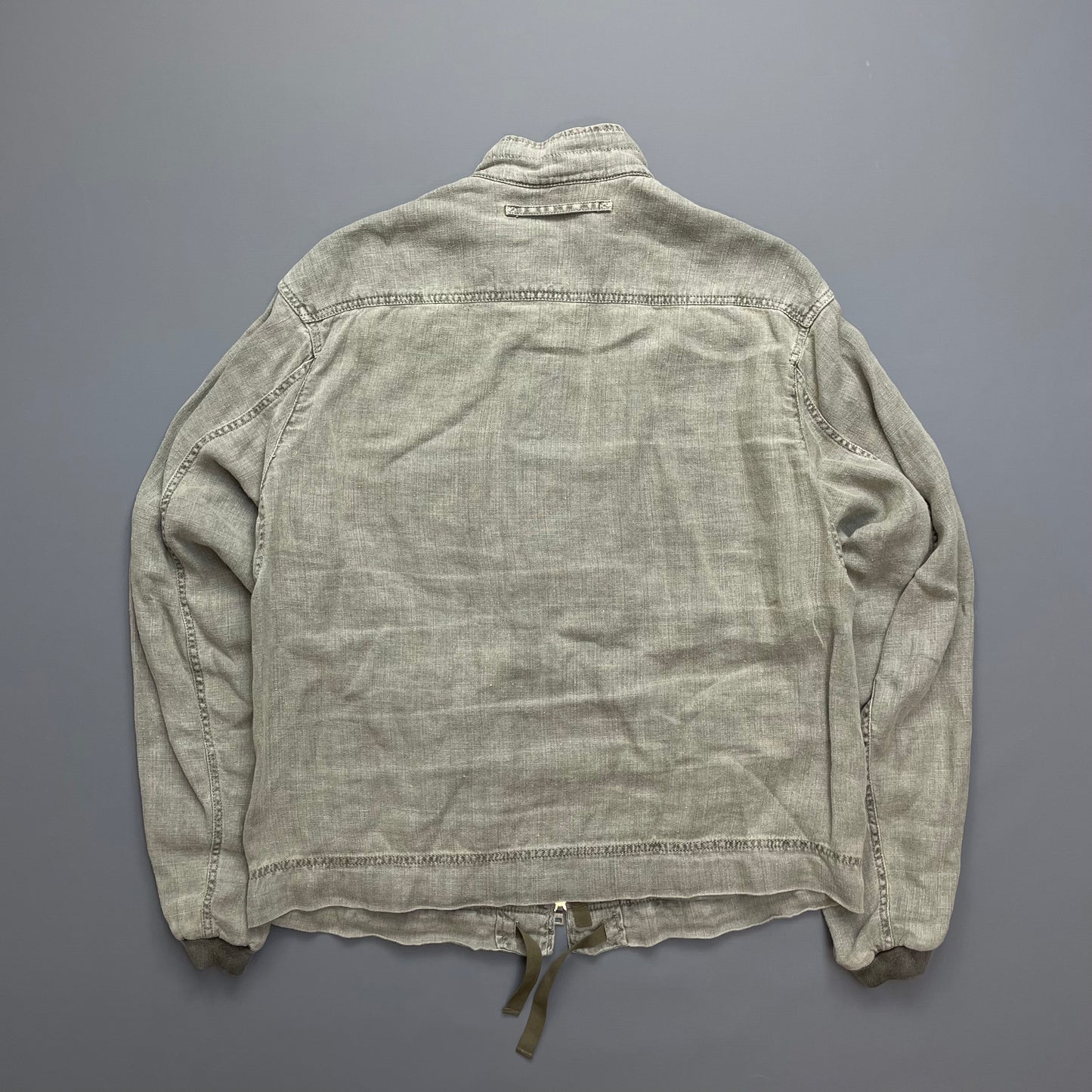 Prada Grey Linen Zip-Through Lightweight Jacket