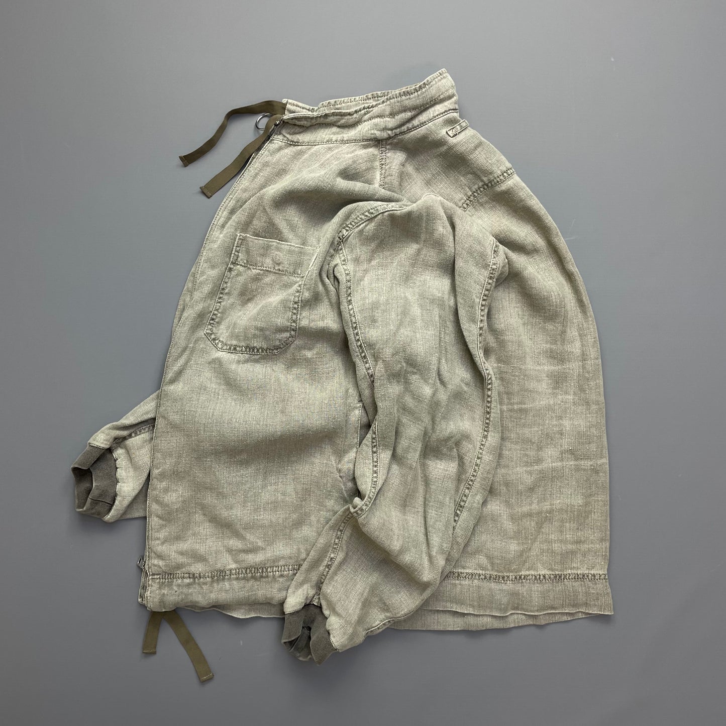 Prada Grey Linen Zip-Through Lightweight Jacket