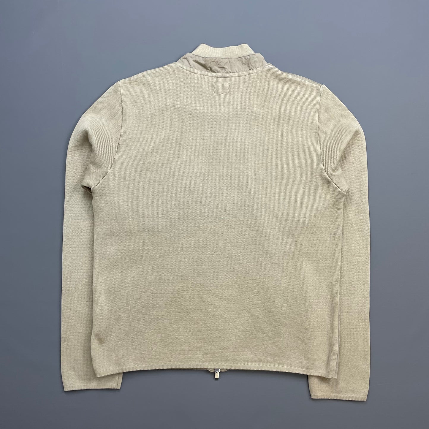 C.P. Company Beige SS04 Cotton Lightweight Hybrid Knitwear Biker Jacket