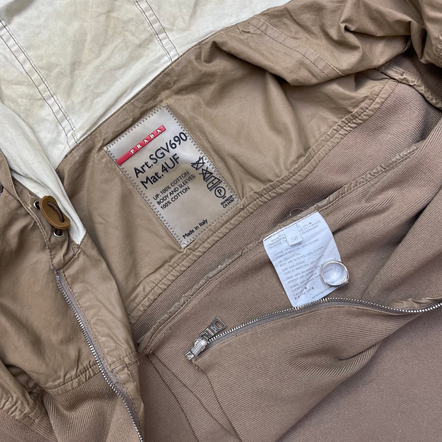 Prada Sport Brown Knit Hoodie with Contrast Hood