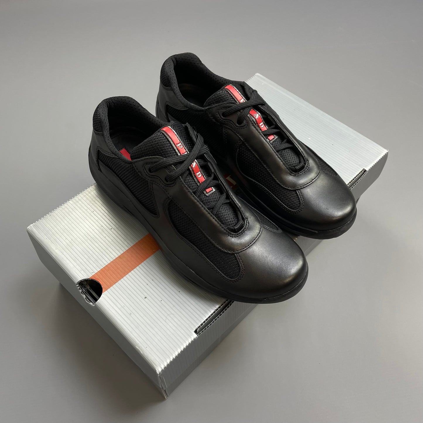 Prada Sport Black 2009 Leather Americas Cup Trainers BNWT