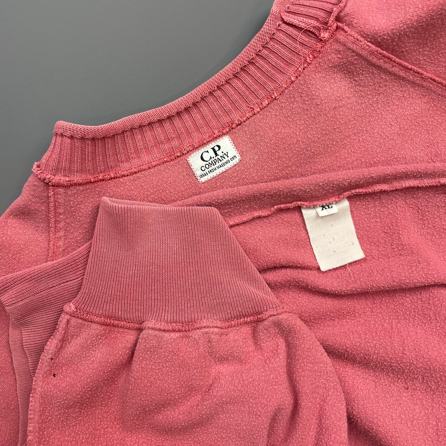 C.P. Company Pink 80s Ideas From Massimo Osti Centre-Chest Embroidered Spellout Oversized Jumper