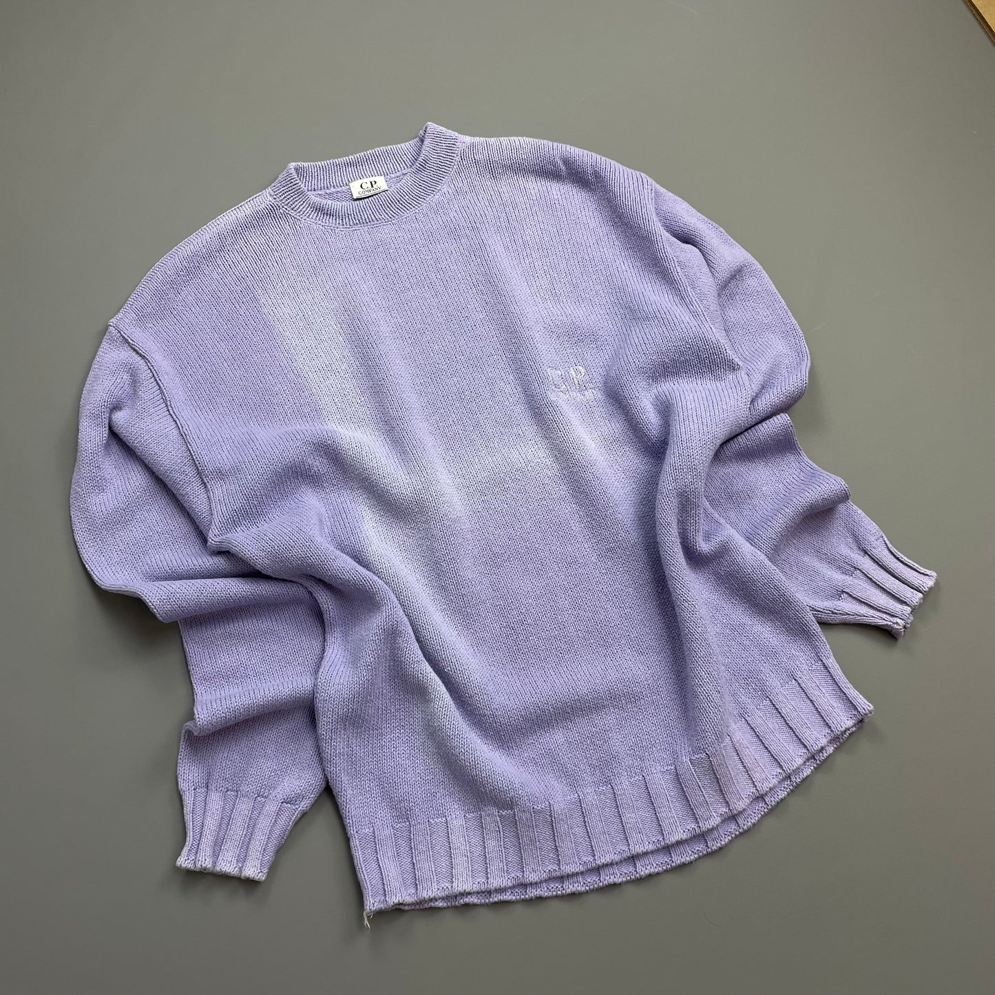 C.P.Company Purple 80s Ideas From Massimo Osti Chest Spellout Knit Crewneck Jumper