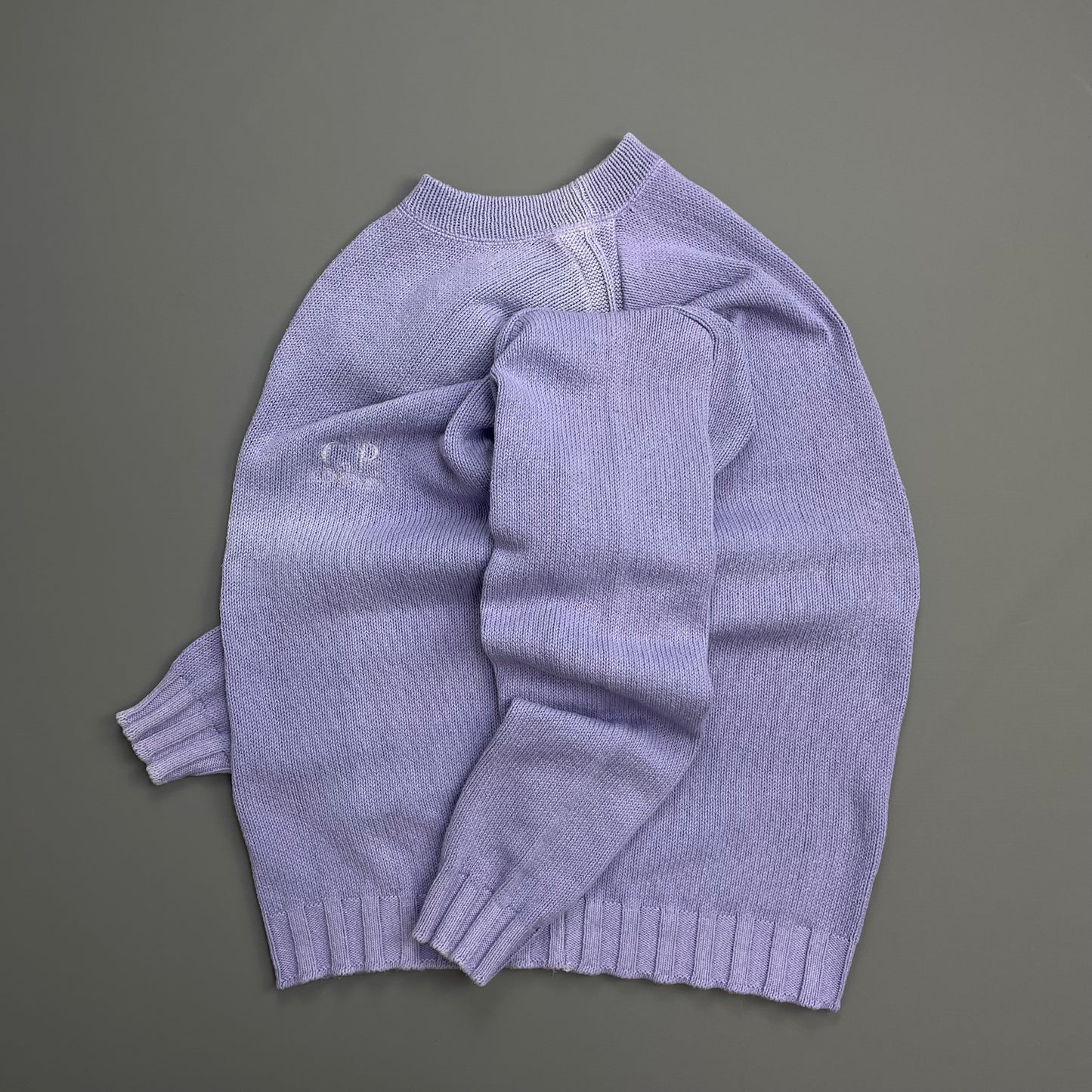 C.P.Company Purple 80s Ideas From Massimo Osti Chest Spellout Knit Crewneck Jumper